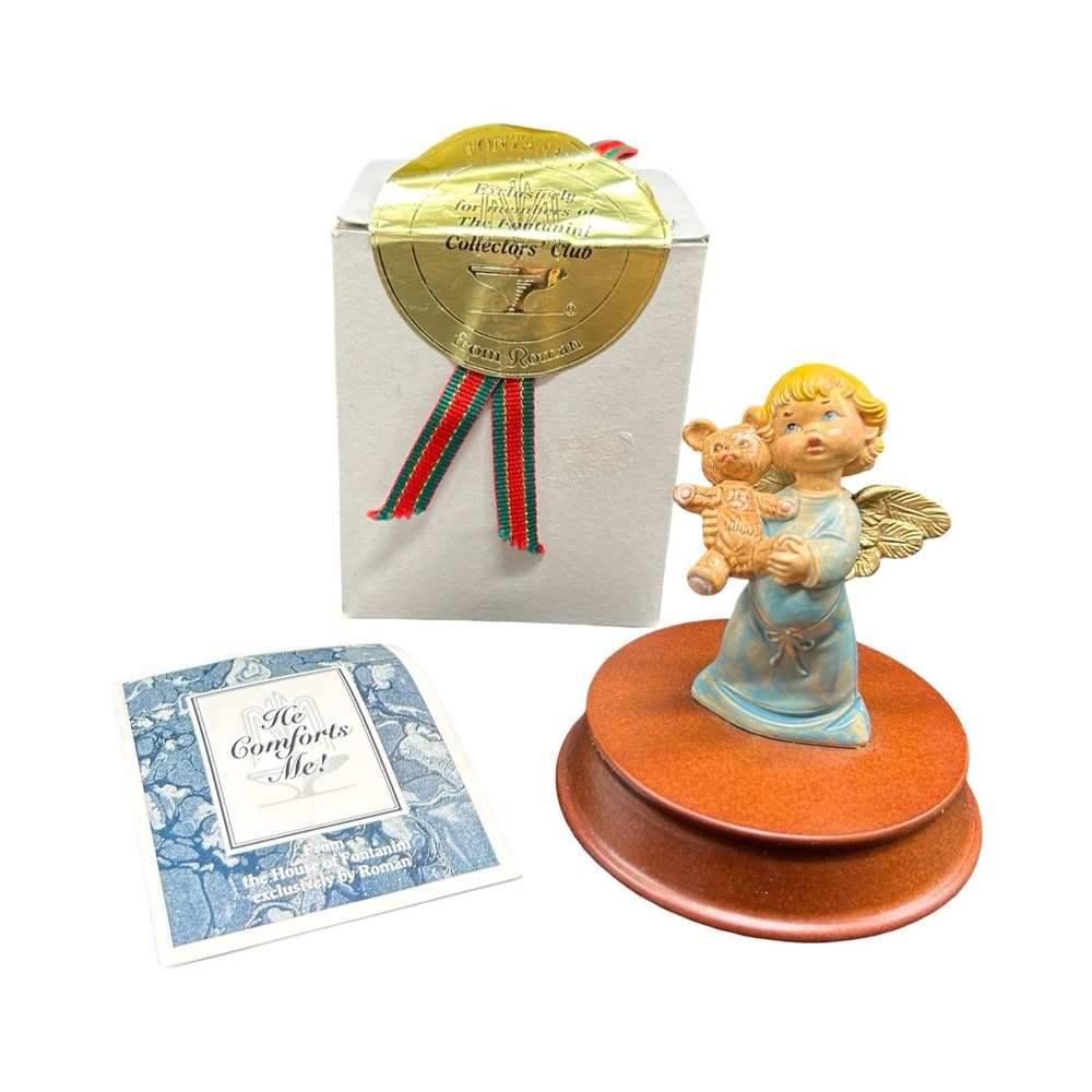 Fontanini He Comforts Me Angel Teddy Bear Figurine 1993 Numbered 66452 Italy Box